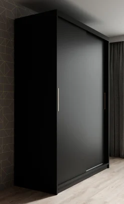 Mandalin - Kledingkast met schuifdeuren - Zwart - 150x62x200 cm