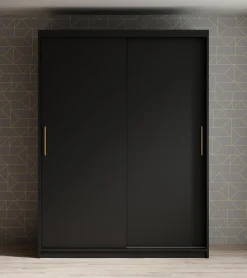 Mandalin - Kledingkast met schuifdeuren - Zwart - 150x62x200 cm