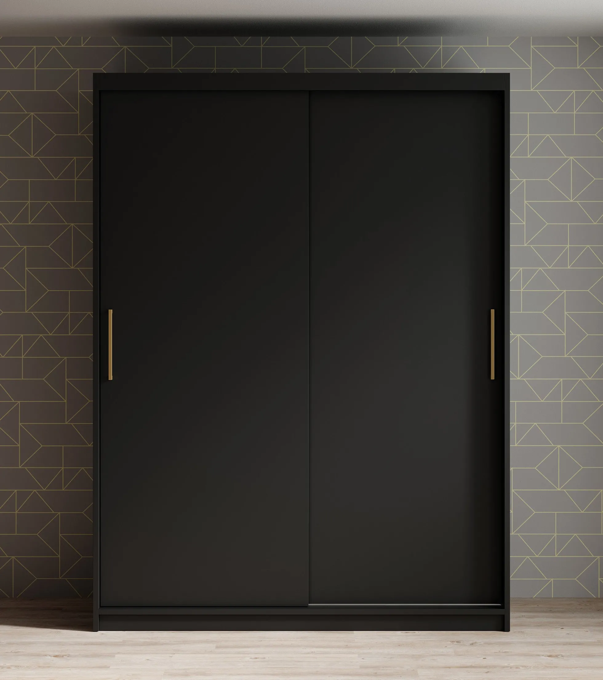 Mandalin - Kledingkast met schuifdeuren - Zwart - 150x62x200 cm