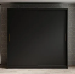 Mandalin - Kledingkast met schuifdeuren - Zwart - 200x62x200 cm