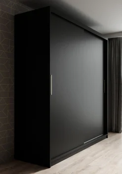 Mandalin - Kledingkast met schuifdeuren - Zwart - 200x62x200 cm