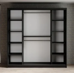 Mandalin - Kledingkast met schuifdeuren - Zwart - 200x62x200 cm