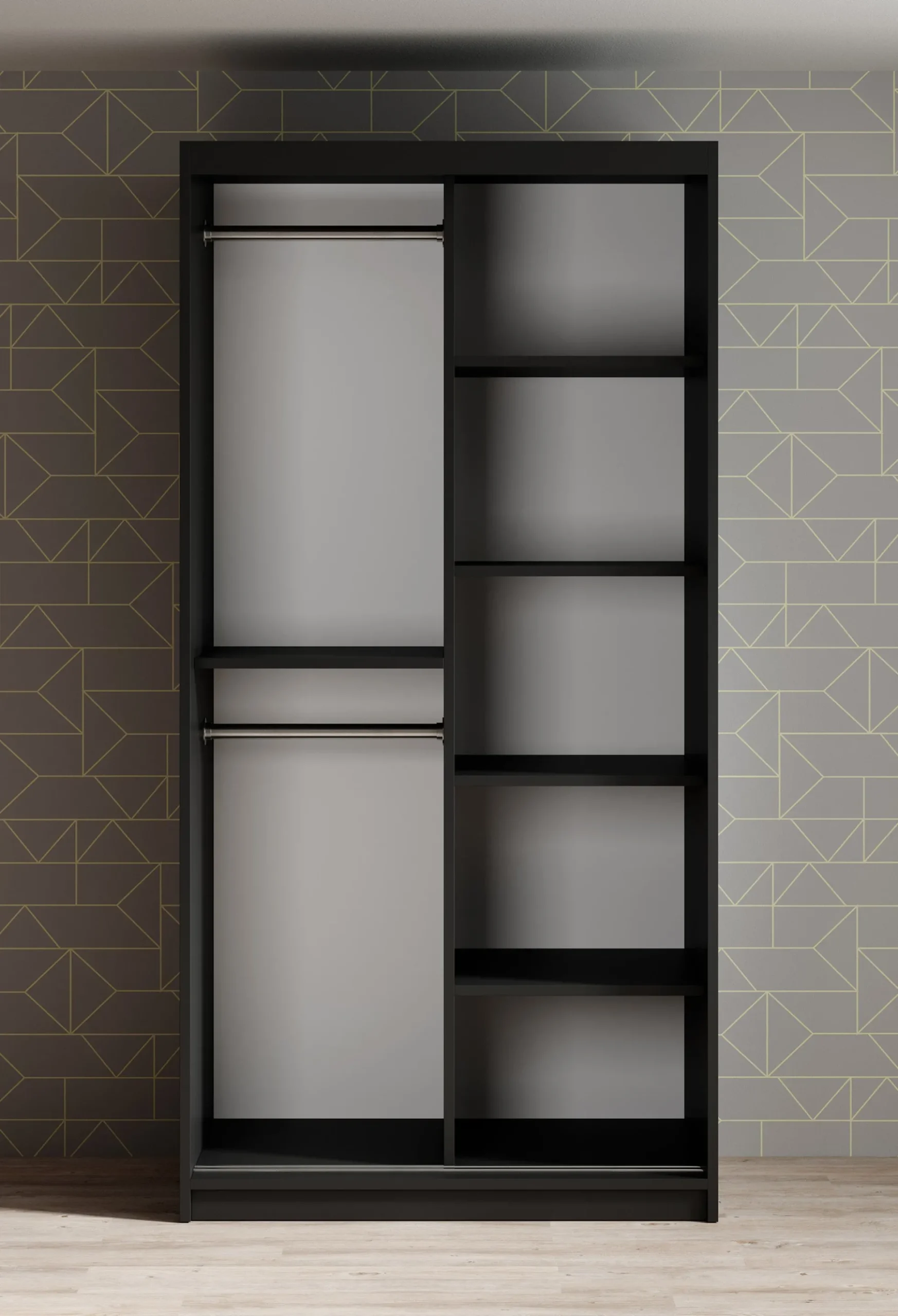 Mandalin - Kledingkast met schuifdeuren - Zwart - 100x62x200 cm