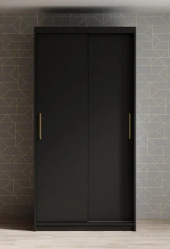 Mandalin - Kledingkast met schuifdeuren - Zwart - 100x62x200 cm