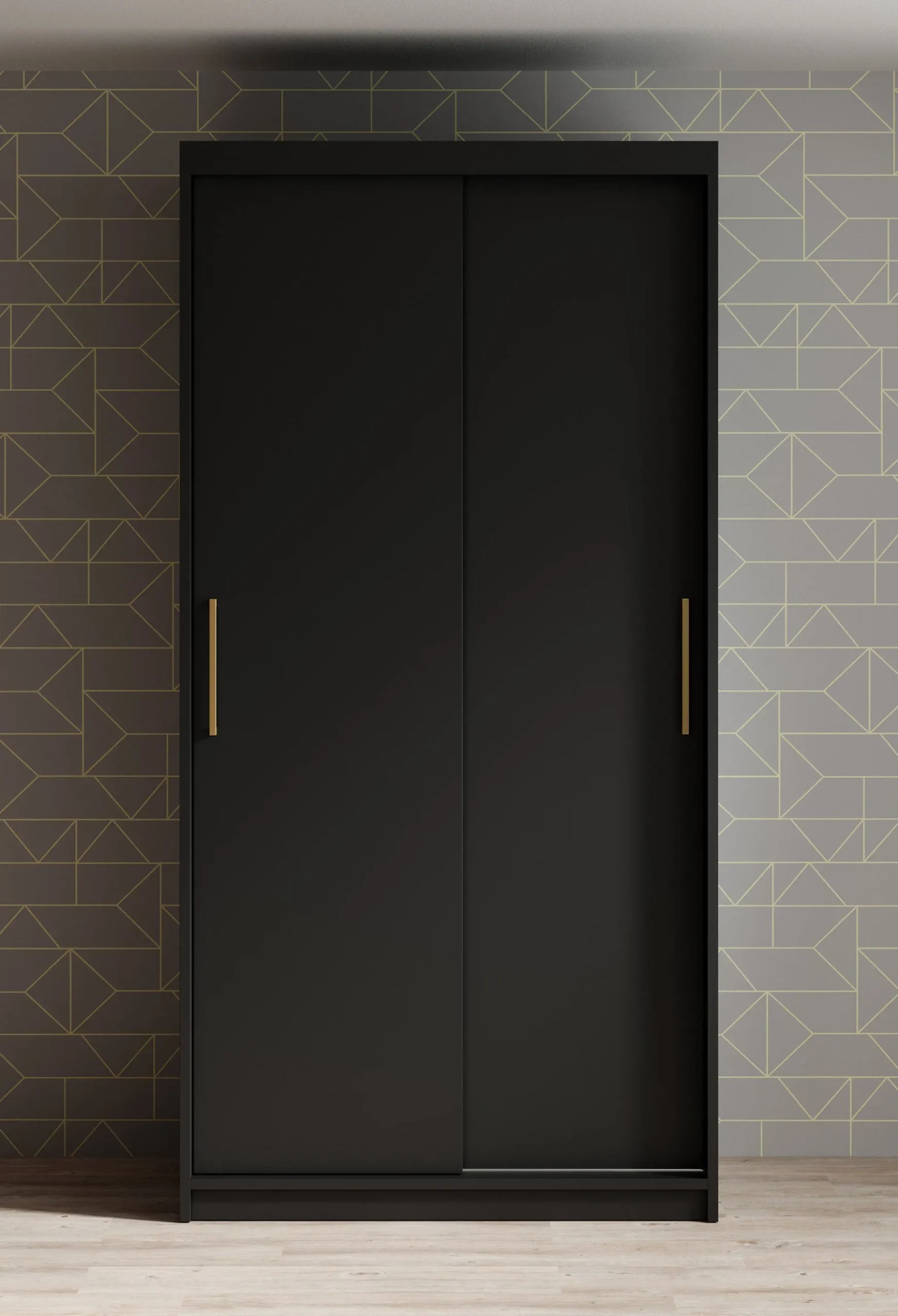 Mandalin - Kledingkast met schuifdeuren - Zwart - 100x62x200 cm