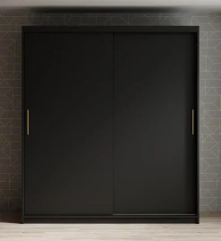 Mandalin - Kledingkast met schuifdeuren - Zwart - 180x62x200 cm