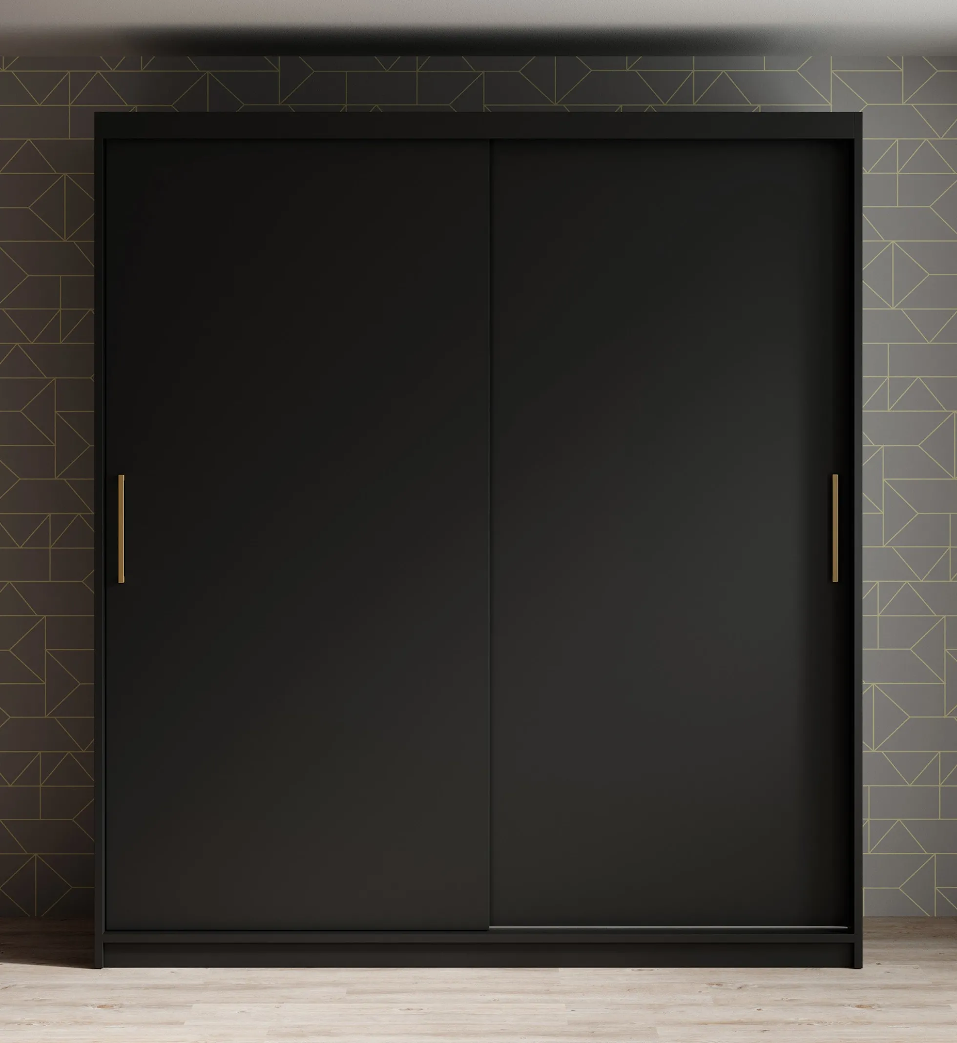 Mandalin - Kledingkast met schuifdeuren - Zwart - 180x62x200 cm