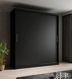 Mandalin - Kledingkast met schuifdeuren - Zwart - 180x62x200 cm