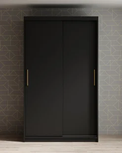 Mandalin - Kledingkast met schuifdeuren - Zwart - 120x62x200 cm