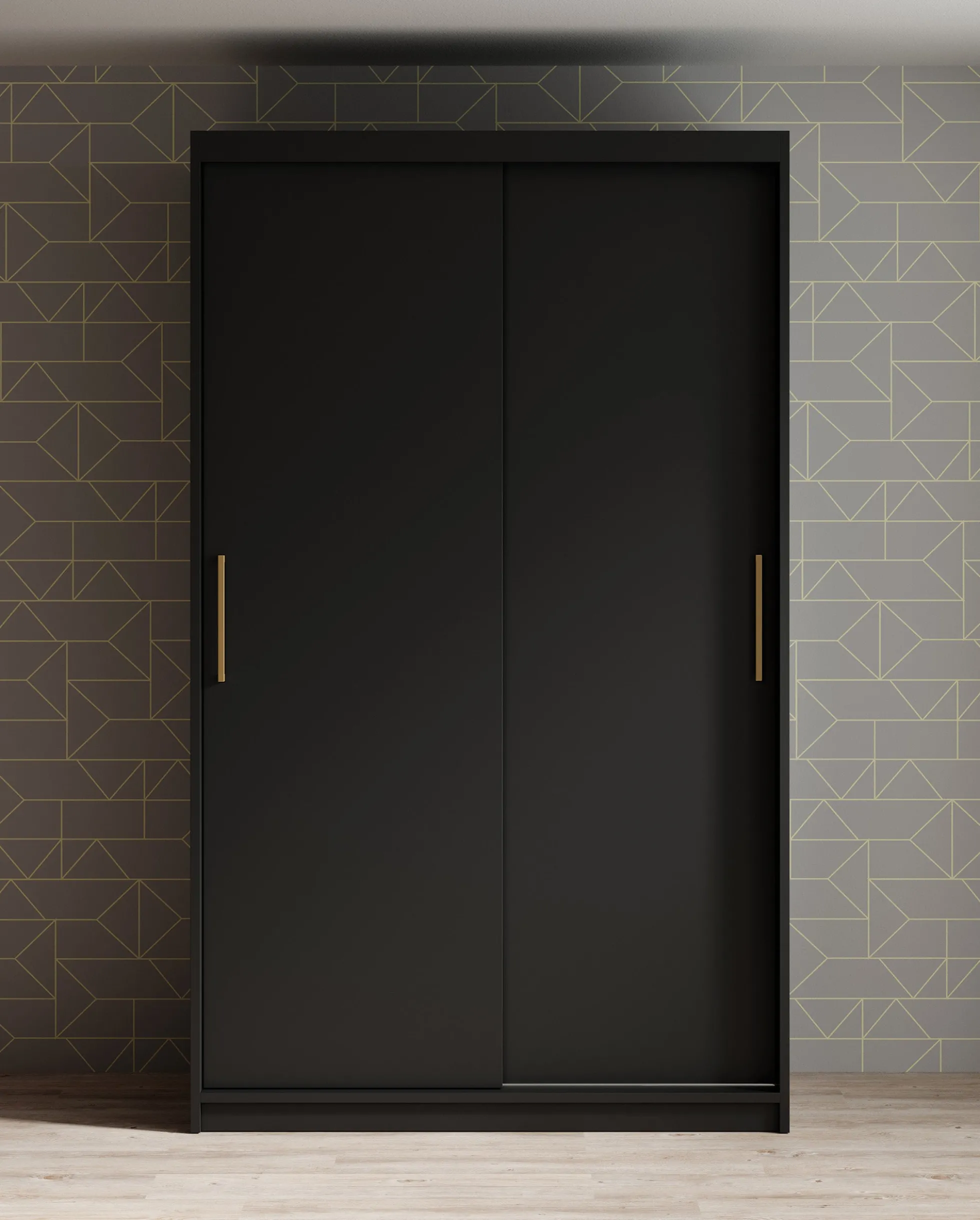 Mandalin - Kledingkast met schuifdeuren - Zwart - 120x62x200 cm