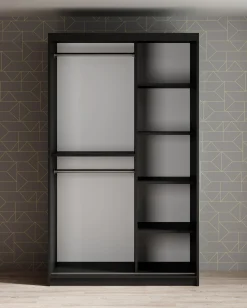 Mandalin - Kledingkast met spiegel - Zwart - 120x62x200 cm