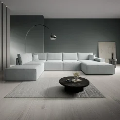 Manolo - Hoekbank 5-zits met chaise longue - Stof grijs - Rechts