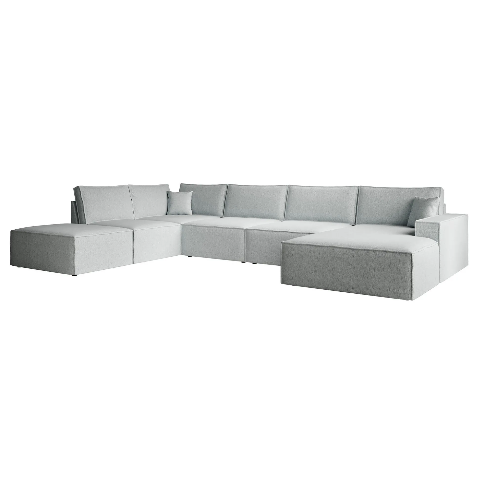 Manolo - Hoekbank 5-zits met chaise longue - Stof grijs - Rechts