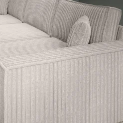 Manolo - Hoekbank 3-zits met chaise longue - Ribstof beige - Links