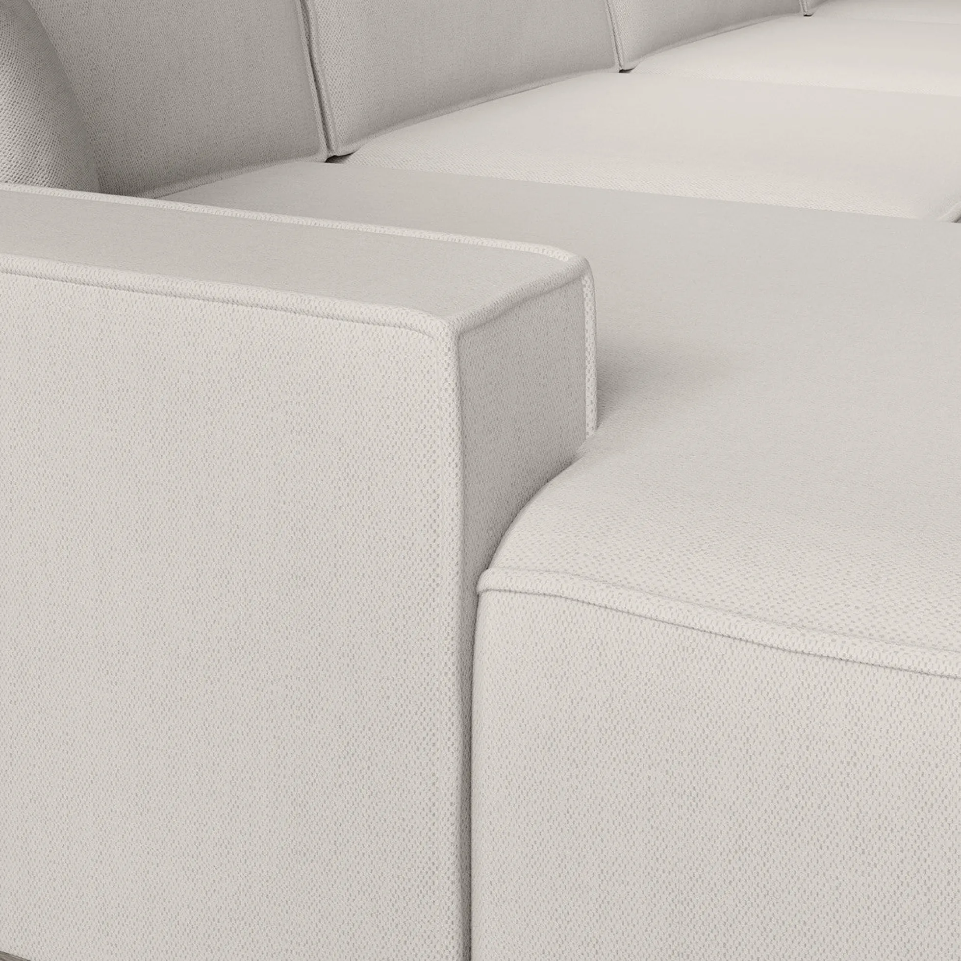 Manolo - Hoekbank 5-zits met chaise longue - Stof beige - Links