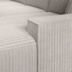 Manolo - Hoekbank 5-zits met chaise longue - Ribstof beige - Rechts