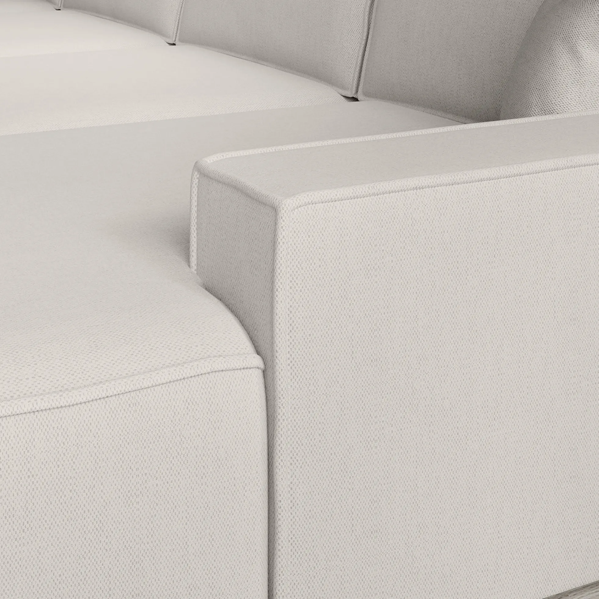Manolo - Hoekbank 5-zits met chaise longue - Stof beige - Rechts