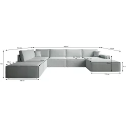Manolo - Hoekbank 5-zits met chaise longue - Stof beige - Rechts