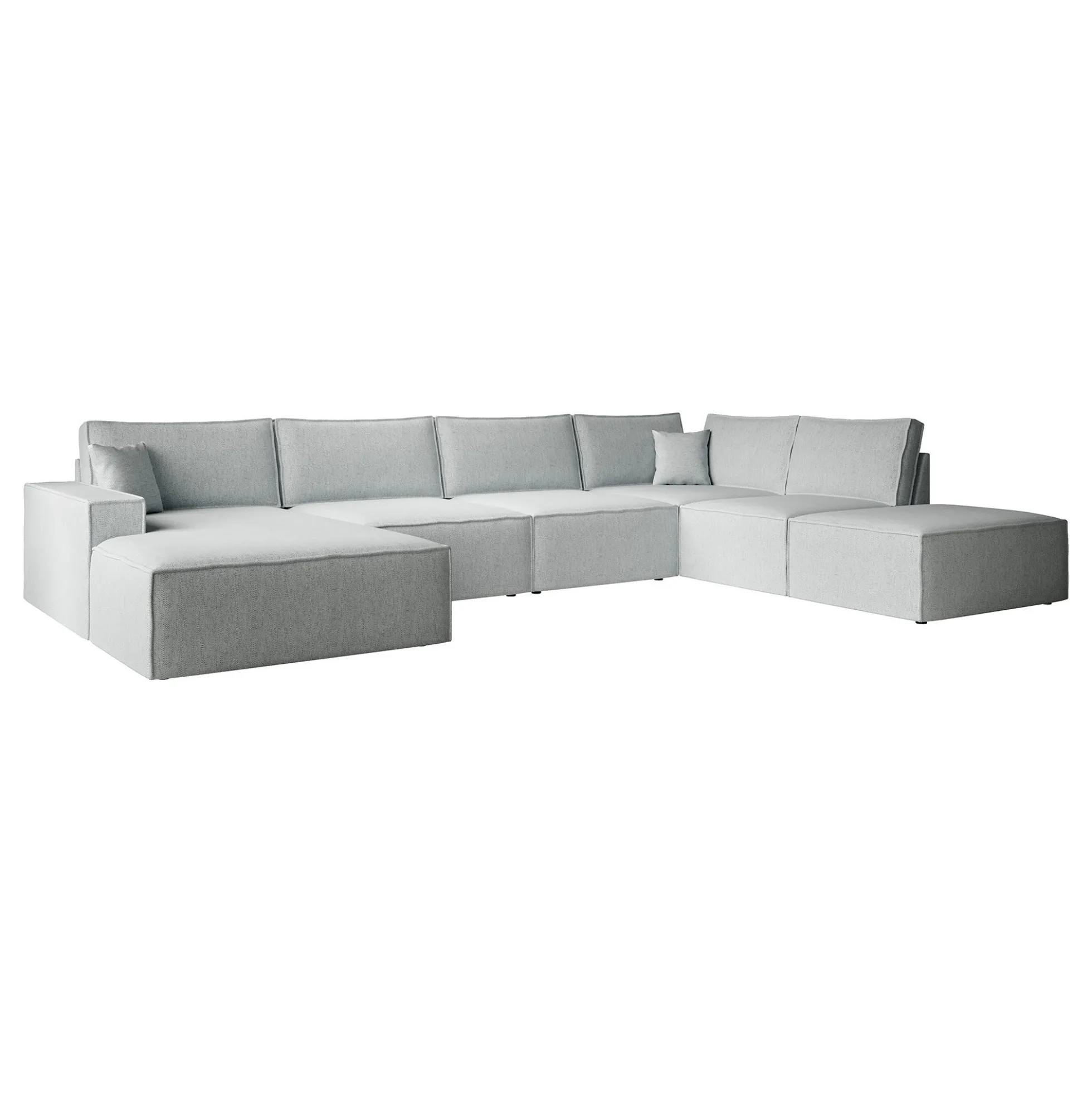 Manolo - Hoekbank 5-zits met chaise longue - Stof grijs - Links