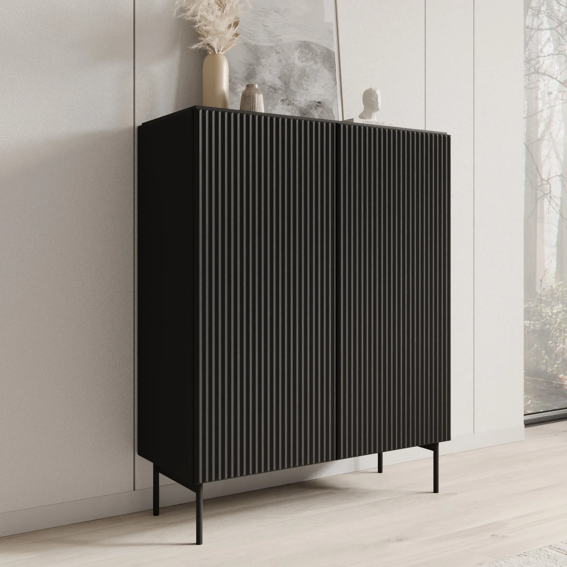 Marajo - Dressoir - Zwart - 99x40x123 cm