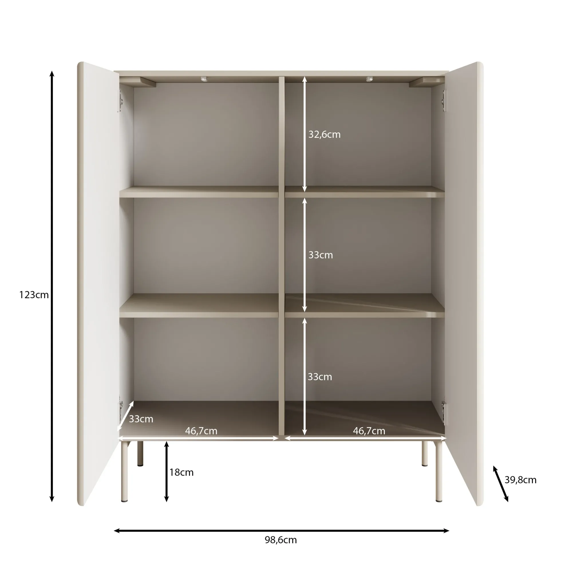 Marajo - Dressoir - Zwart - 99x40x123 cm
