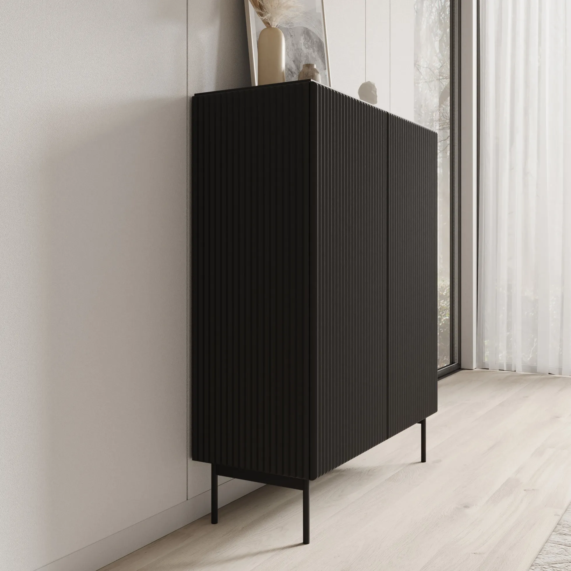 Marajo - Dressoir - Zwart - 99x40x123 cm