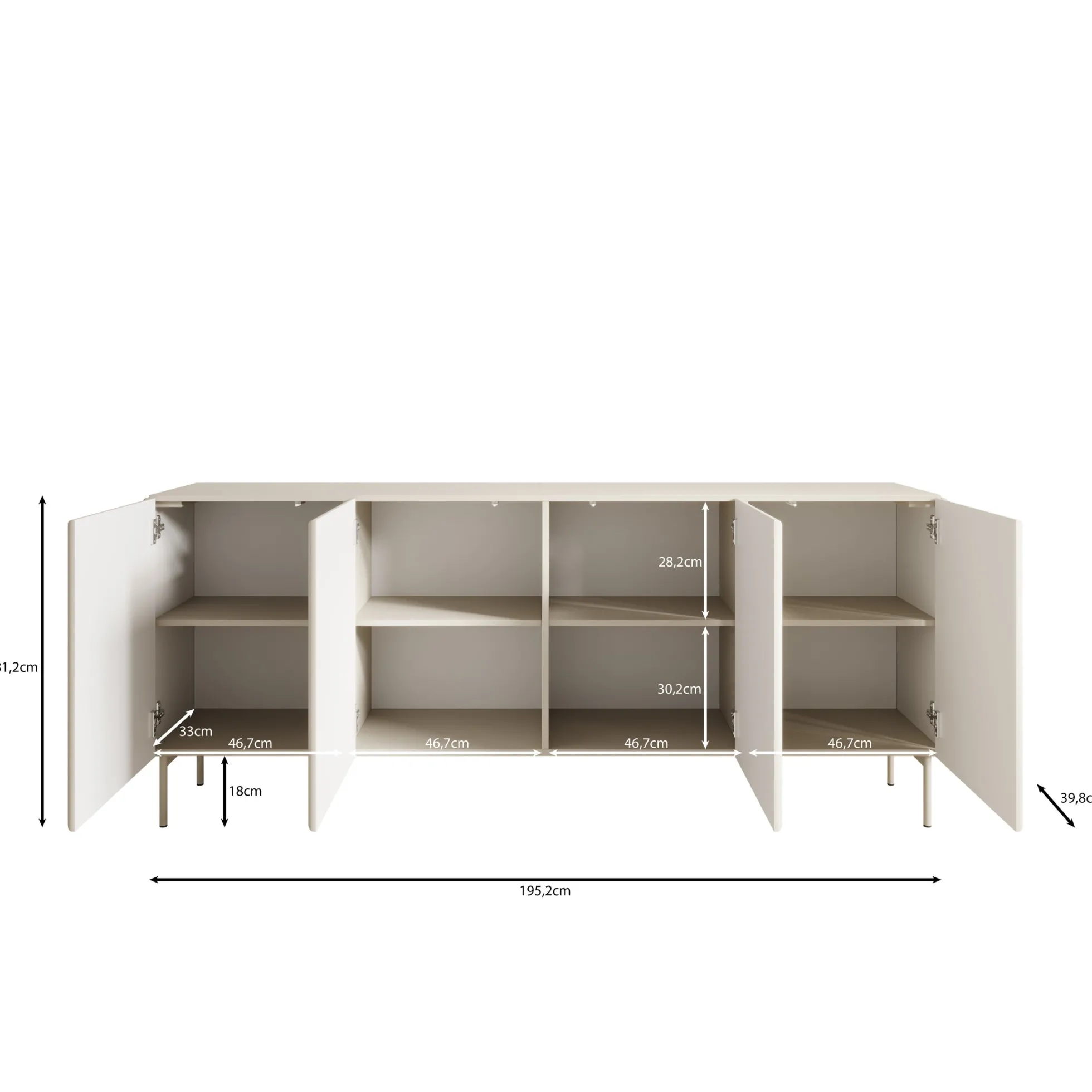 Marajo - Dressoir - Zwart - 195x40x81 cm