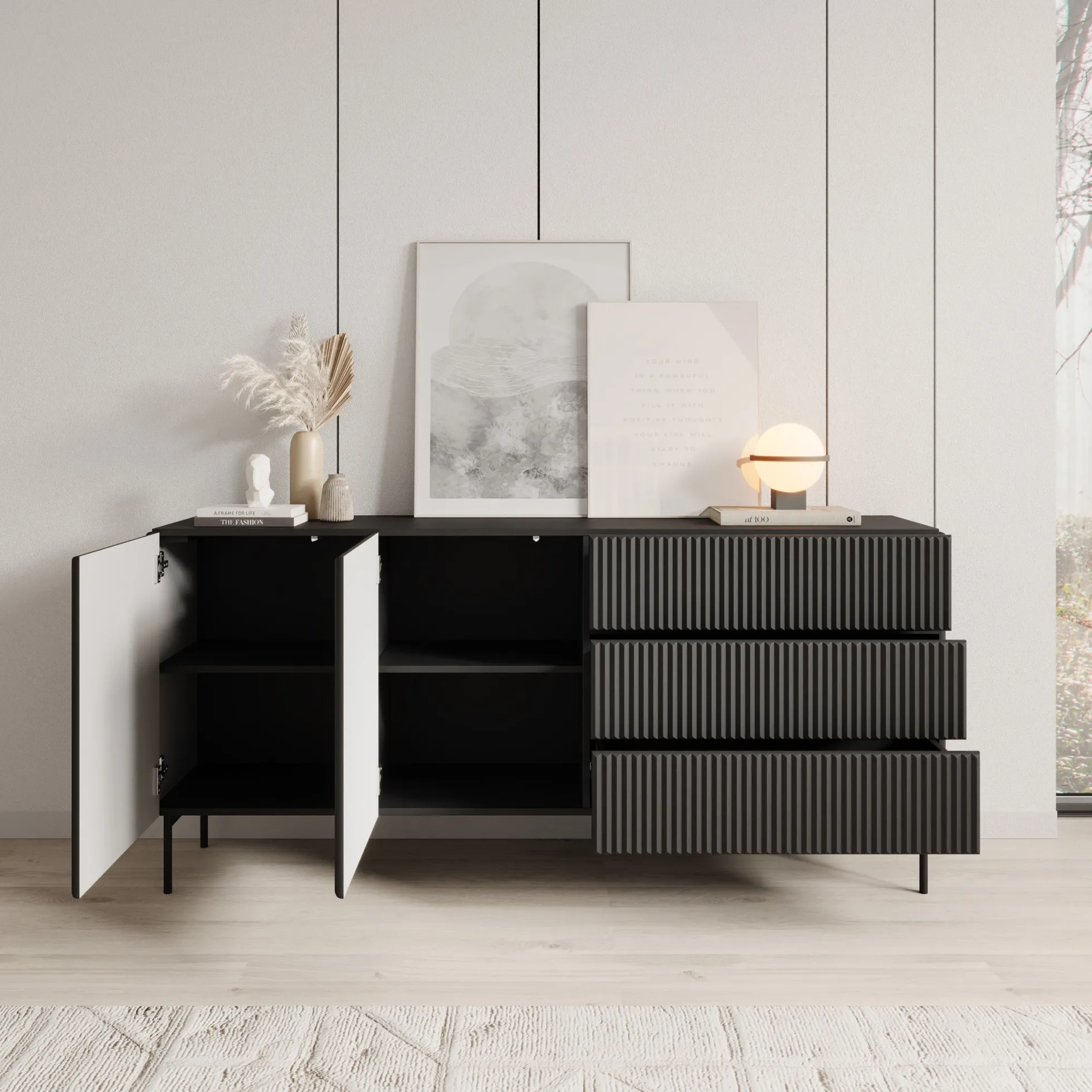 Marajo - Dressoir - Zwart - 177x40x81 cm