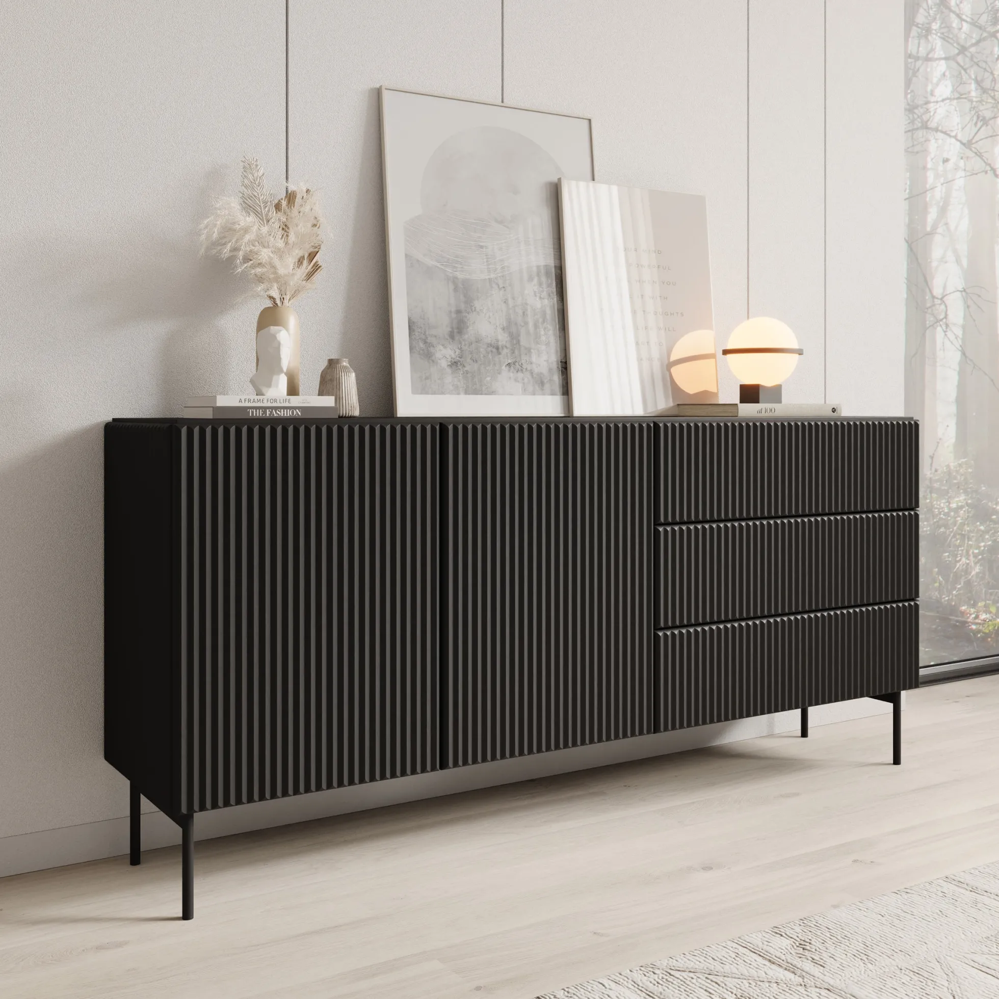 Marajo - Dressoir - Zwart - 177x40x81 cm