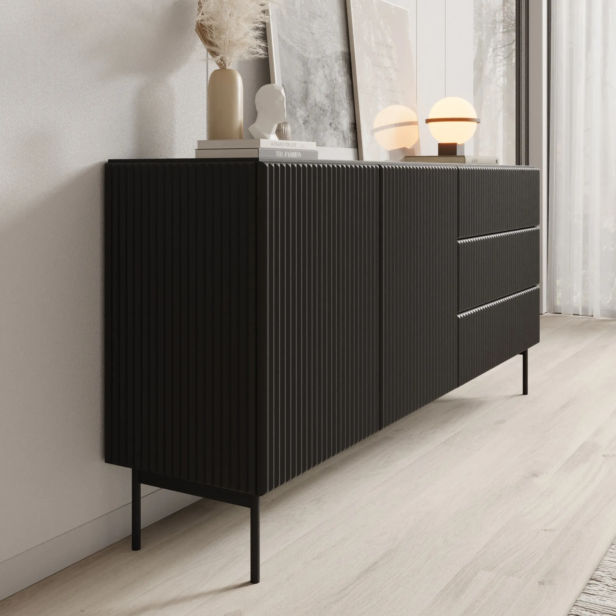 Marajo - Dressoir - Zwart - 177x40x81 cm