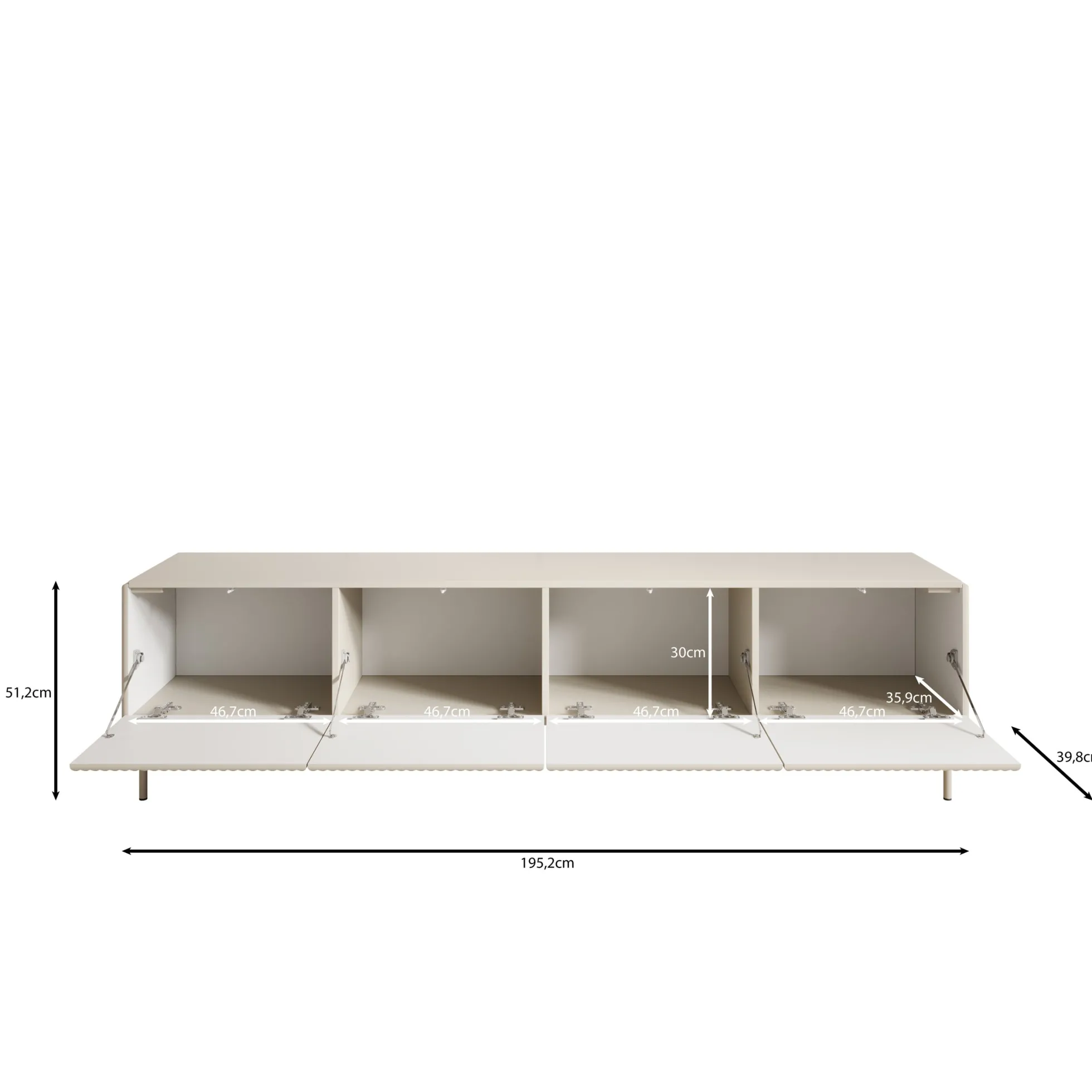 Marajo - TV-Meubel - Beige - 195x40x51 cm