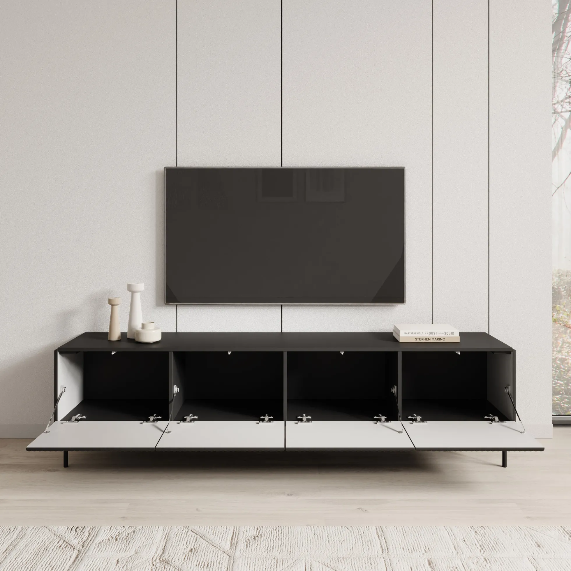 Marajo - TV-Meubel - Zwart - 195x40x51 cm