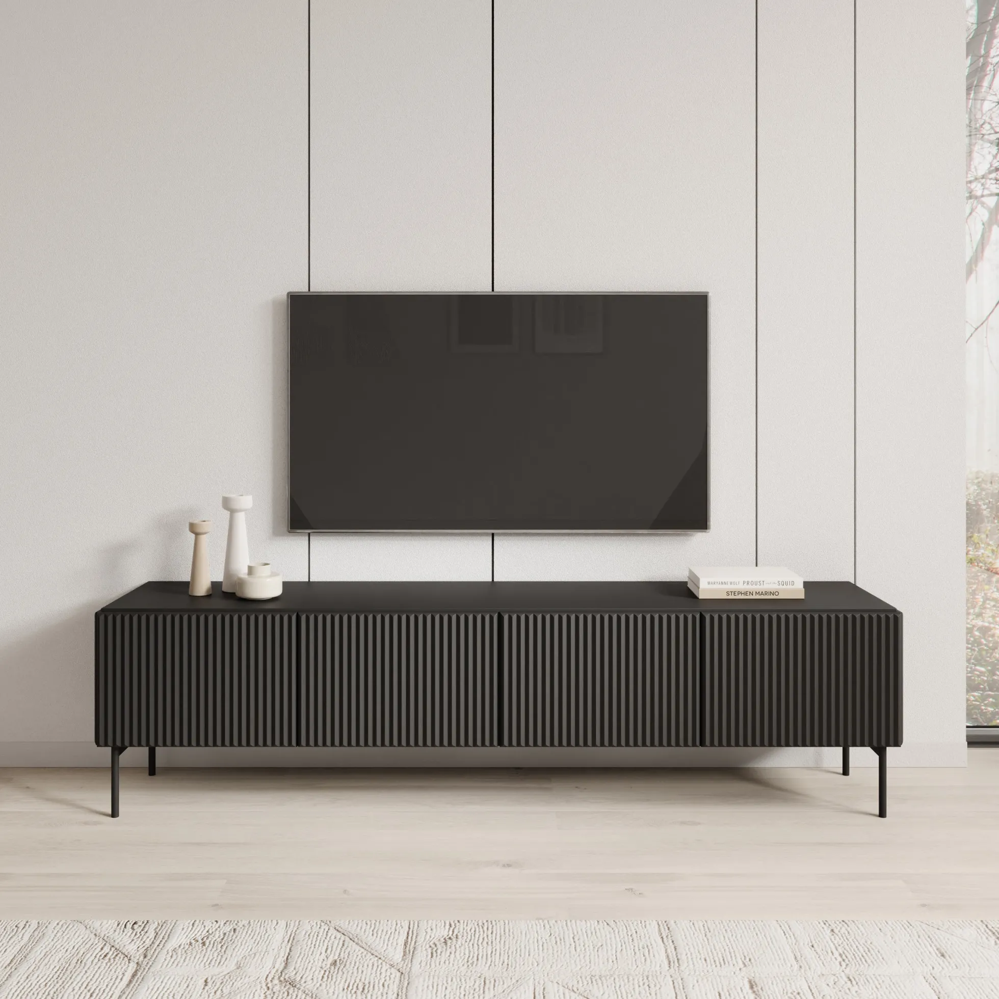 Marajo - TV-Meubel - Zwart - 195x40x51 cm