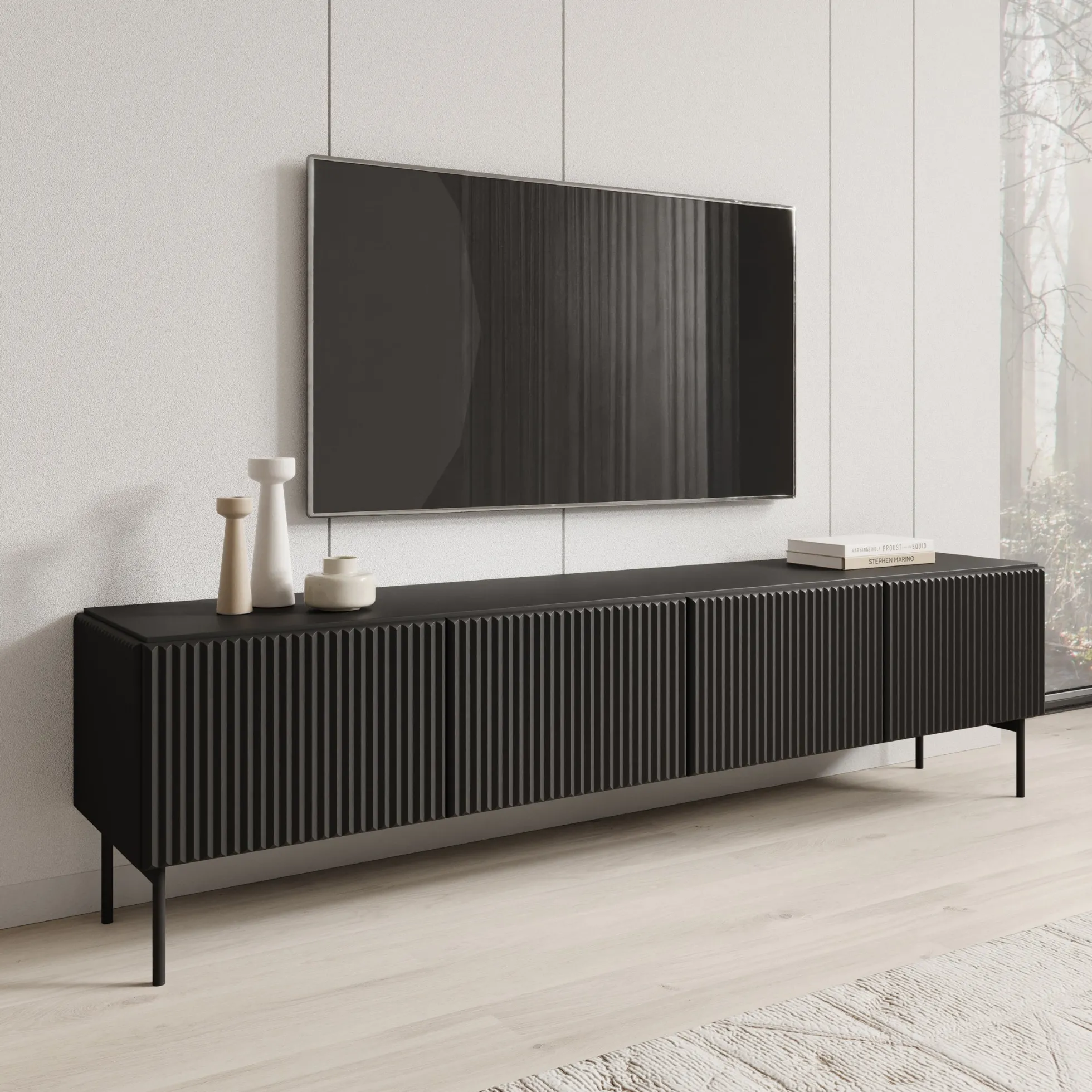 Marajo - TV-Meubel - Zwart - 195x40x51 cm