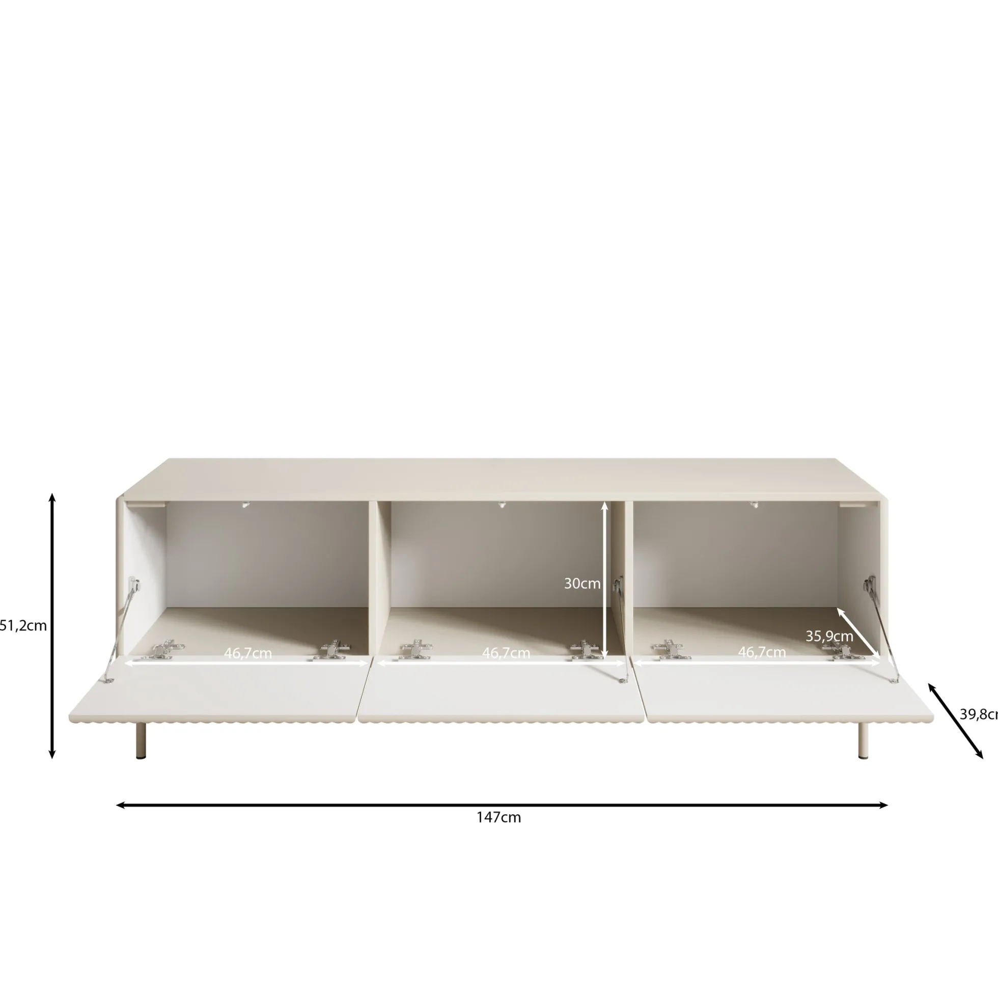 Marajo - TV-Meubel - Zwart - 147x40x51 cm