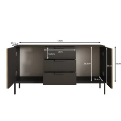 Marbella - Dressoir - Zwart - 150x40x80 cm