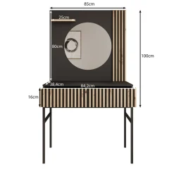 Marbella - Kaptafel met spiegel - Zwart - 85x60x155 cm