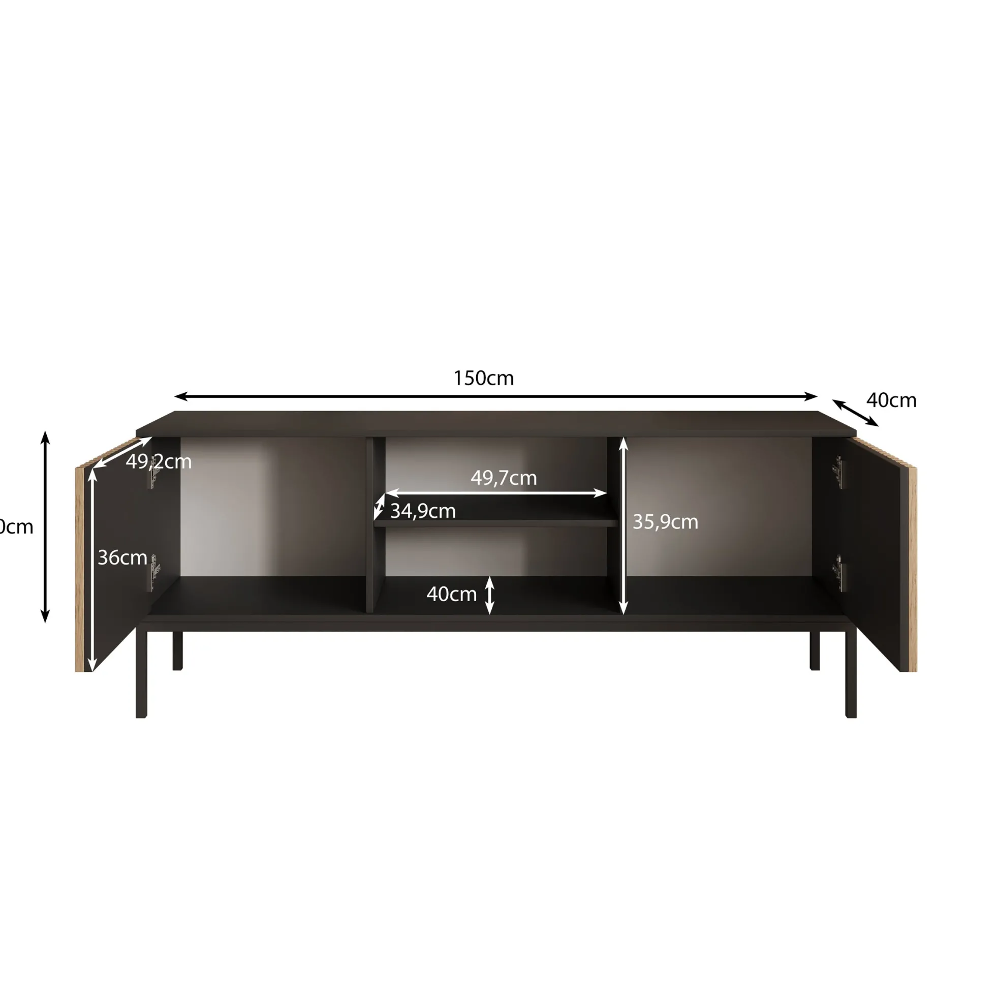 Marbella - TV-Meubel staand - Zwart - 150 cm