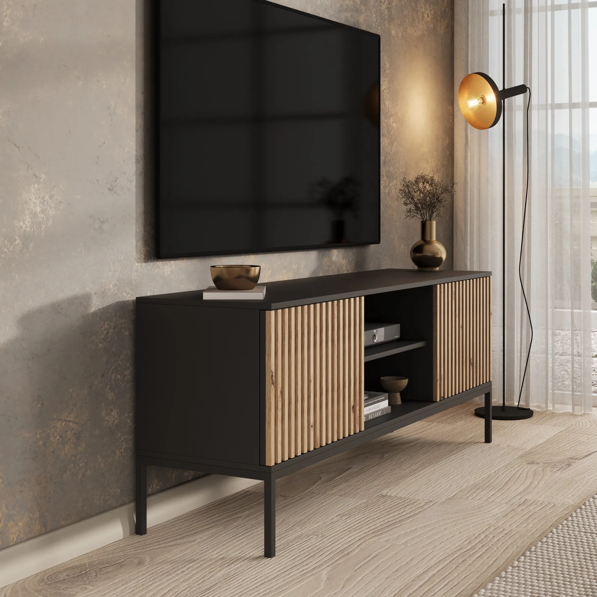 Marbella - TV-Meubel staand - Zwart - 150 cm