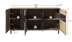 Marcos 2 - Dressoir - Eiken/antraciet - 165x40x82 cm