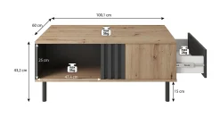 Marcos - Salontafel met lade - Eiken/antraciet