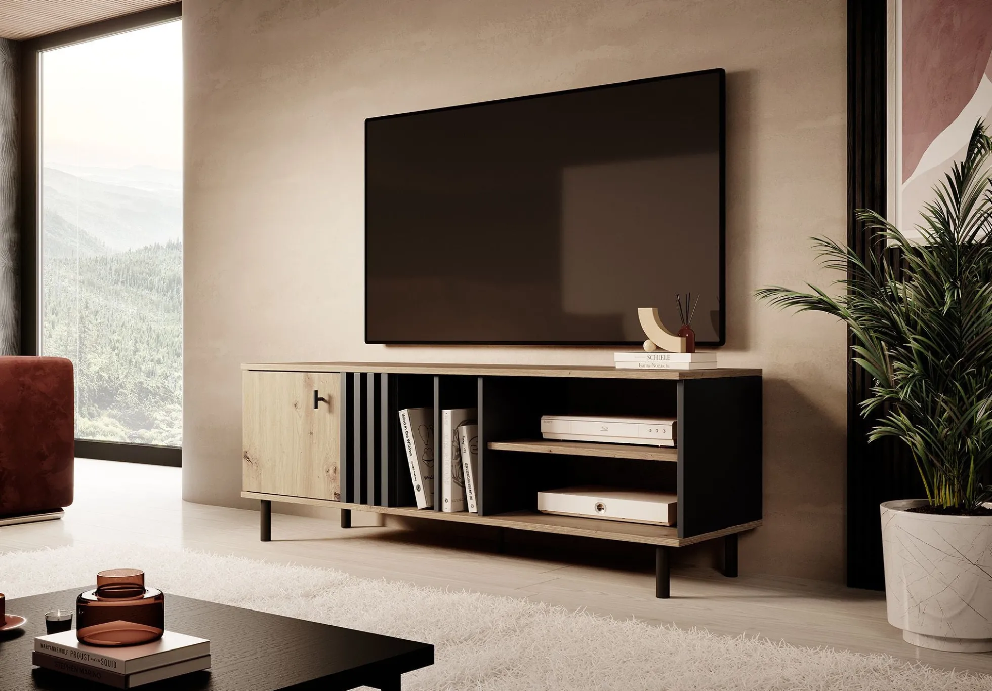 Marcos - TV-Meubel - Eiken/antraciet - 138 cm