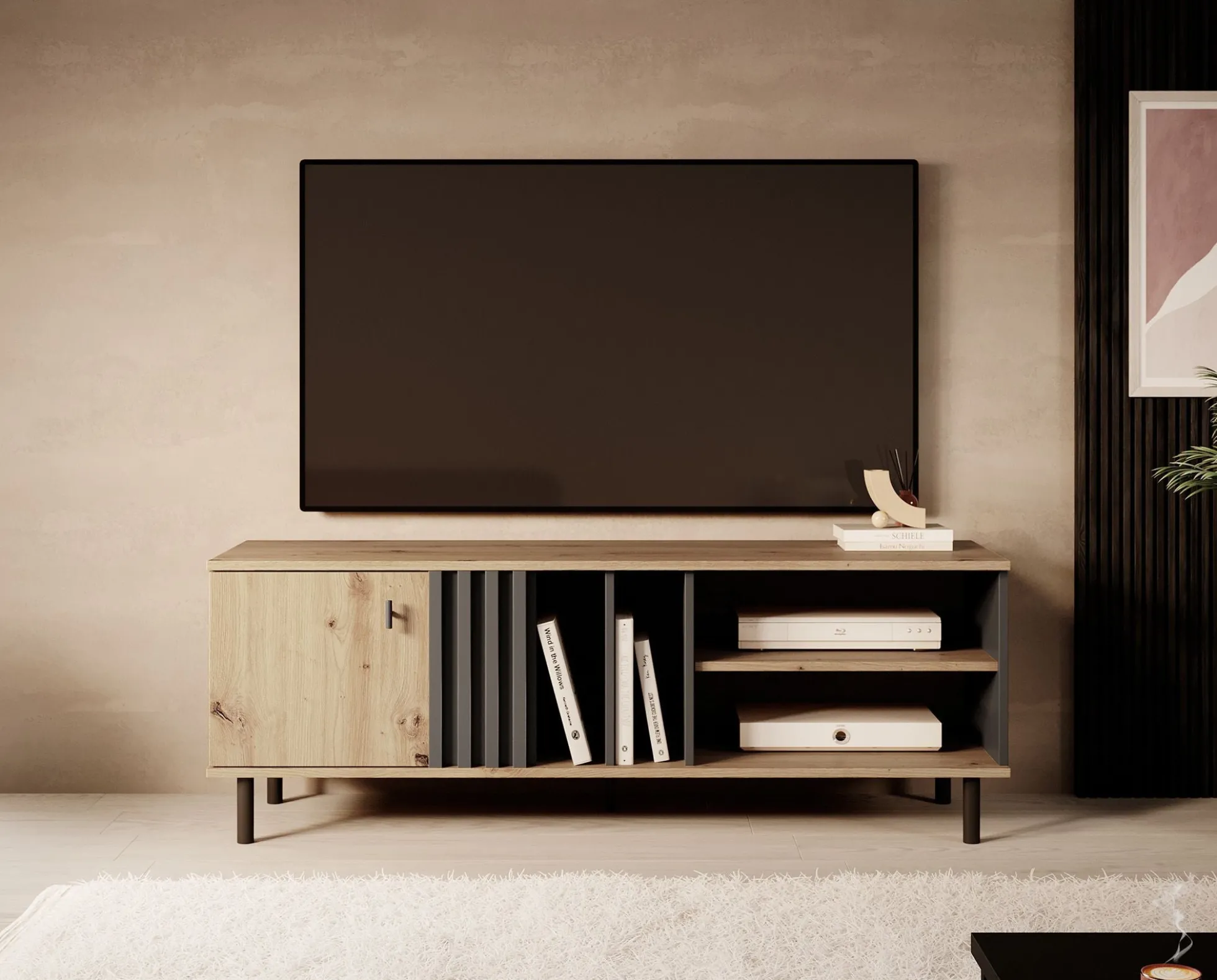 Marcos - TV-Meubel - Eiken/antraciet - 138 cm