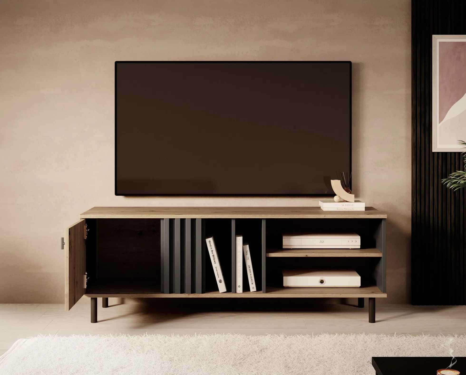 Marcos - TV-Meubel - Eiken/antraciet - 138 cm