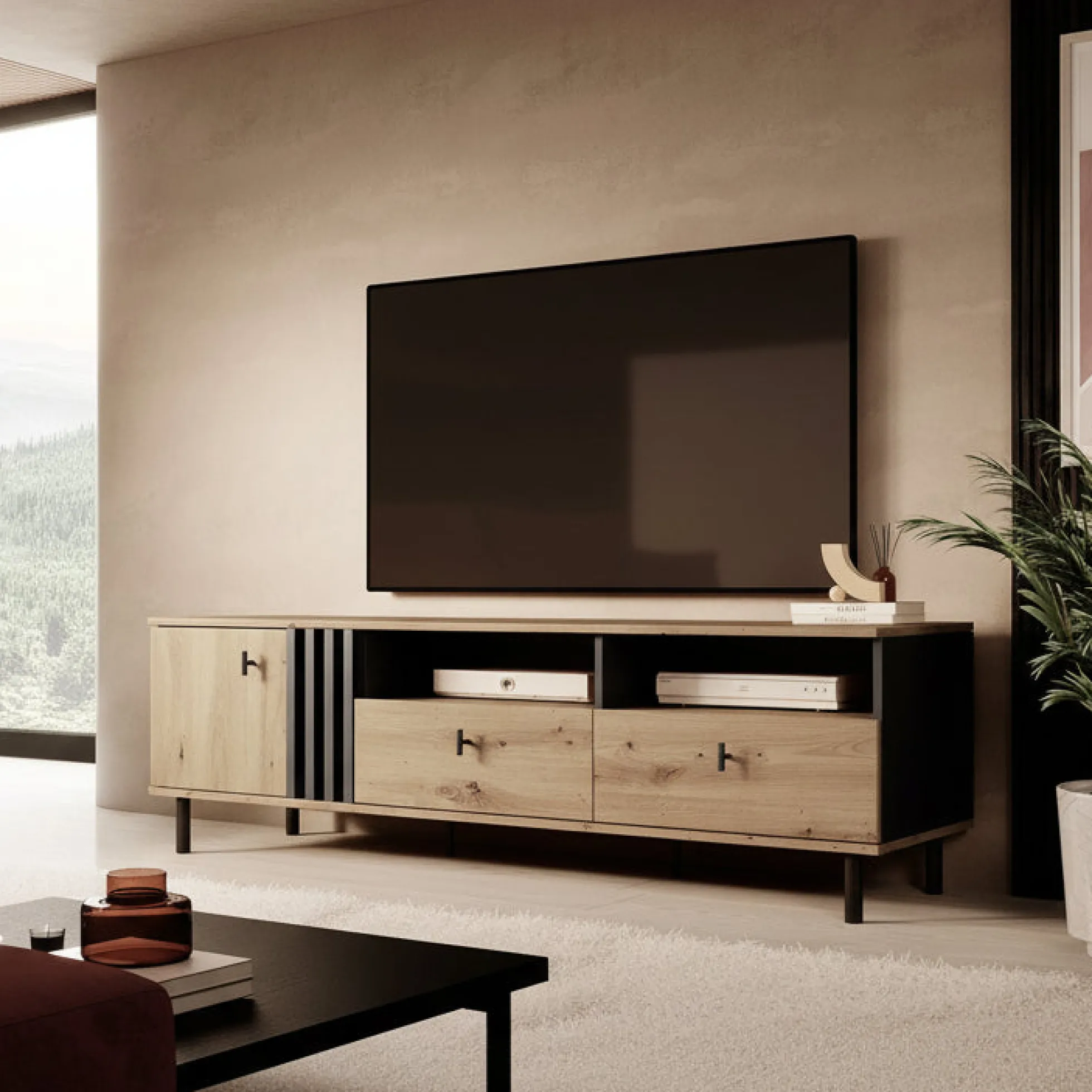 Marcos - TV-Meubel - Eiken/antraciet - 165 cm