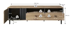 Marcos - TV-Meubel - Eiken/antraciet - 165 cm