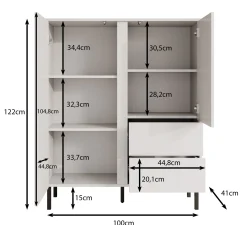 Margareth - Dressoir - Wit - 100x41x122 cm