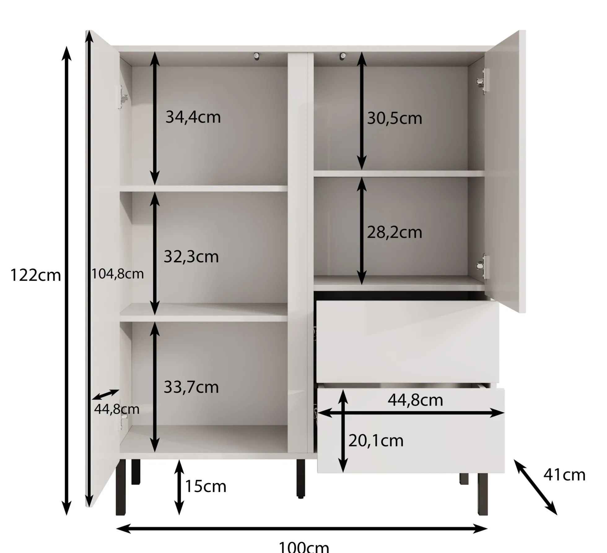 Margareth - Dressoir - Wit - 100x41x122 cm