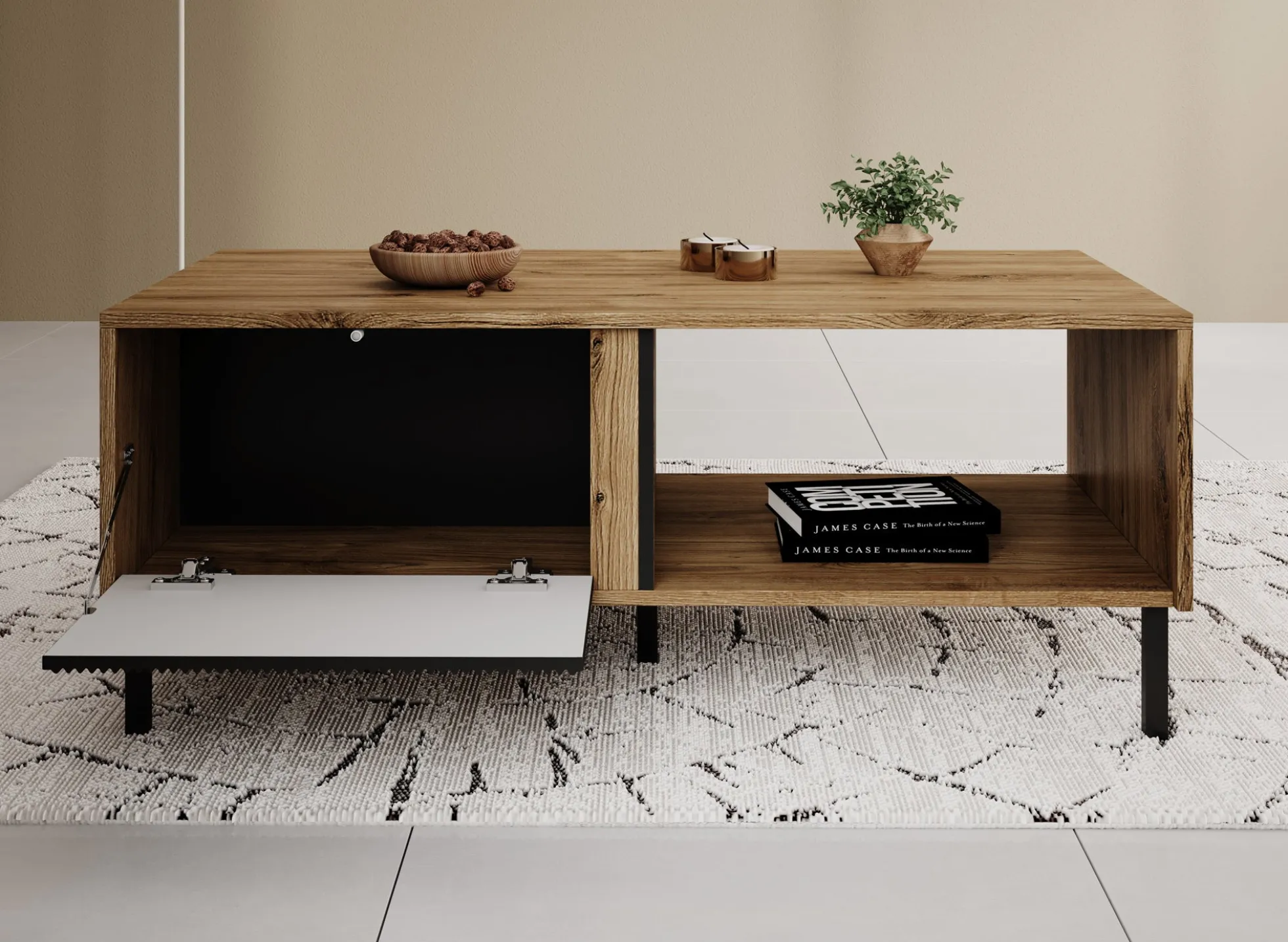Margareth - Salontafel met opbergruimte - Eiken