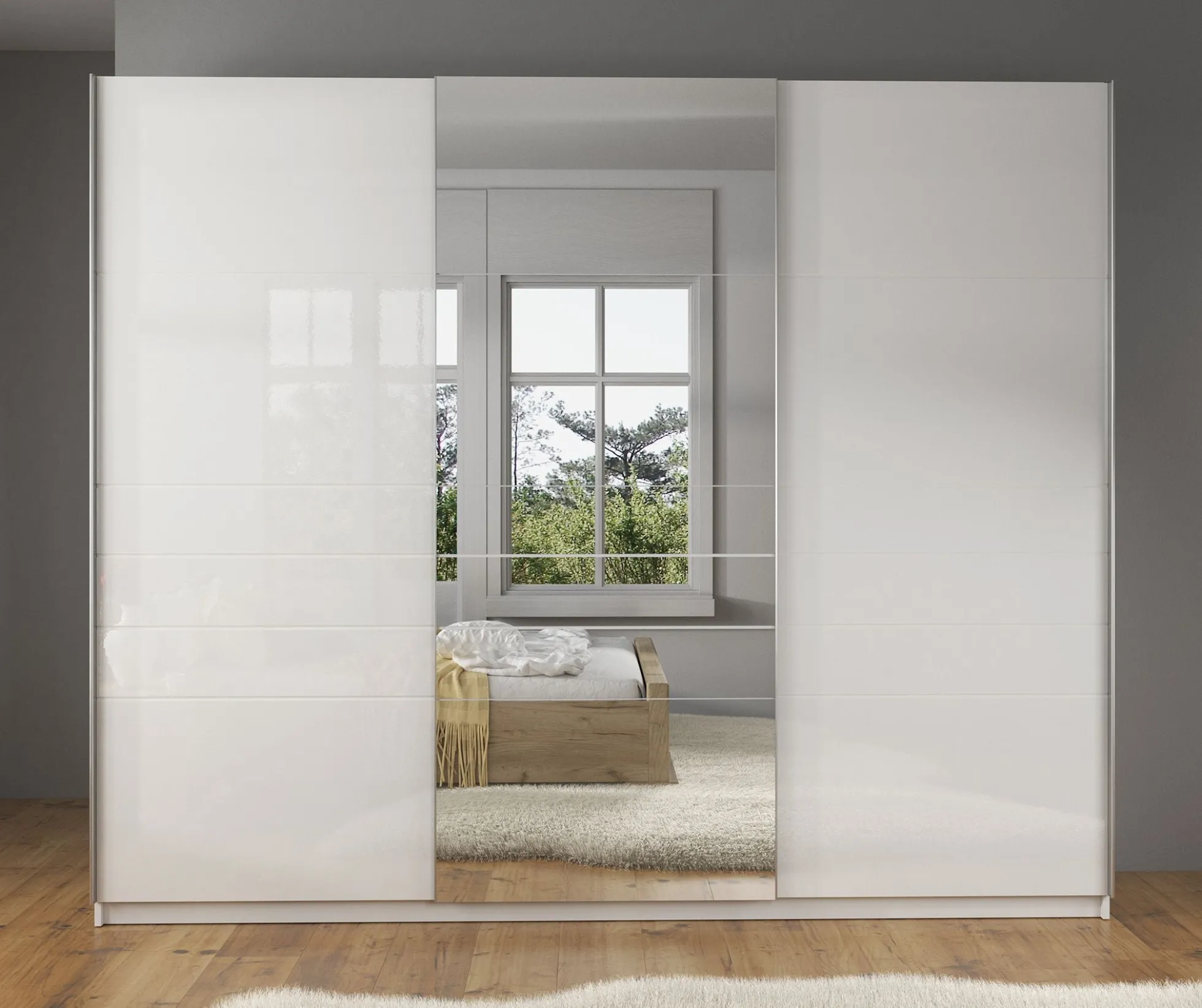 Mariah - Kledingkast met schuifdeuren - Wit - 263x66x224 cm